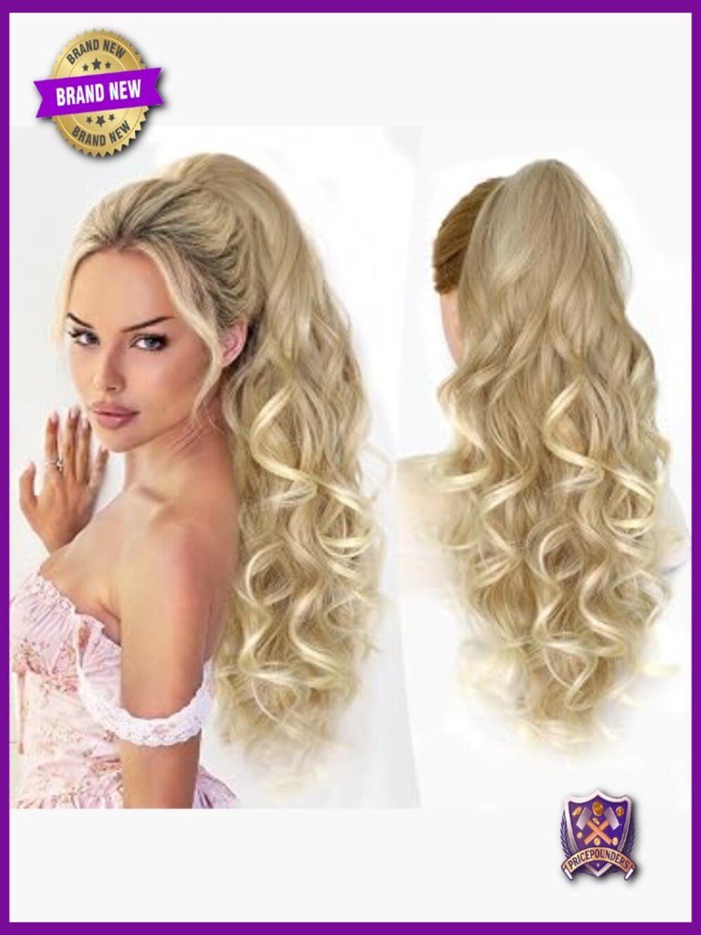 24 Inch Claw Clip Ponytail Extension - Long Curly Synthetic Hairpiece for Women